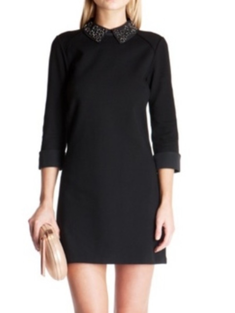 Ted Baker London Black Jeweled Collar Dress
